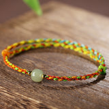 Hetian Jade Family Portrait Colorful Rope Bracelet Hand woven Baby Children Adult Red Rope Bracelet