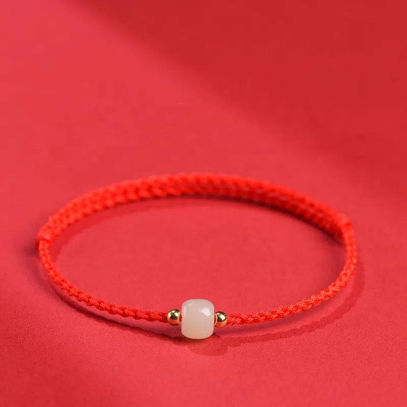 Hetian Jade Family Portrait Colorful Rope Bracelet Hand woven Baby Children Adult Red Rope Bracelet