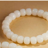 Natural White Jade Bodhi Bracelet for Men, Buddha Beads and Bodhi Roots, Original Ecological White Jade Bodhi Bracelet for Women