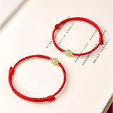 Natural Hetian Jade Transfer Beads Red Rope Bracelet Handmade Braided Rope Couple Bracelet as a Gift
