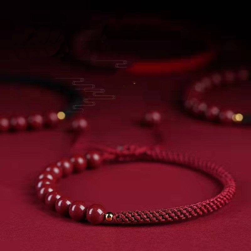 Good Luck Cinnabar Bracelet Zodiac Year Bracelet Male and Female Couple Birthday Gift Gold Transfer Bead Authentic Red Rope Trendy New Style