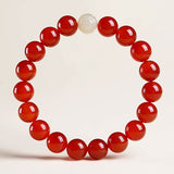 Red Agate Bracelet Girls' Zodiac Year Crystal Hetian Jade Lotus Transfer Bead Bracelet