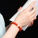 Red Agate Bracelet Girls' Zodiac Year Crystal Hetian Jade Lotus Transfer Bead Bracelet