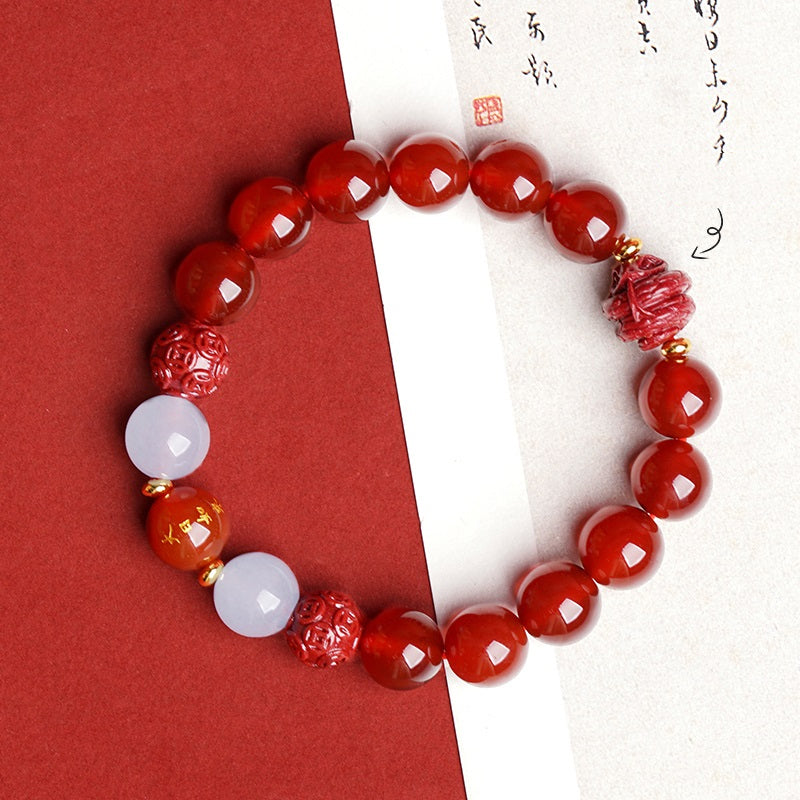 Lucky Year Beads Red Agate Cinnabar Bracelet Twelve Zodiac Gift Bracelet