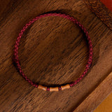 Natural Peach Wood Bracelet With Red Rope For Men And Women Zodiac Year Transfer Bracelet Children's Anti-Frightened Bamboo Bracelet