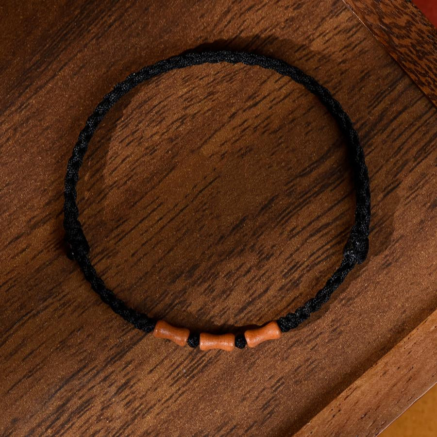 Natural Peach Wood Bracelet With Red Rope For Men And Women Zodiac Year Transfer Bracelet Children's Anti-Frightened Bamboo Bracelet