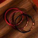 Natural Peach Wood Bracelet With Red Rope For Men And Women Zodiac Year Transfer Bracelet Children's Anti-Frightened Bamboo Bracelet
