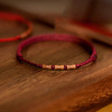 Natural Peach Wood Bracelet With Red Rope For Men And Women Zodiac Year Transfer Bracelet Children's Anti-Frightened Bamboo Bracelet