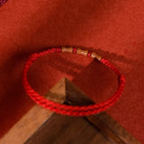 Natural Peach Wood Bracelet With Red Rope For Men And Women Zodiac Year Transfer Bracelet Children's Anti-Frightened Bamboo Bracelet
