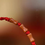 Natural Peach Wood Bracelet With Red Rope For Men And Women Zodiac Year Transfer Bracelet Children's Anti-Frightened Bamboo Bracelet