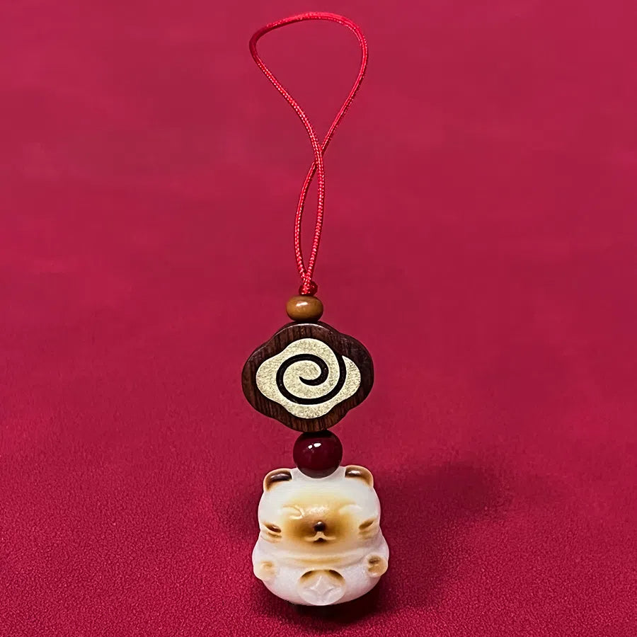 Bodhi Lucky Cat Car Keychain Small Pendant Men's and Women's Keychain Ring Hanging Pendant