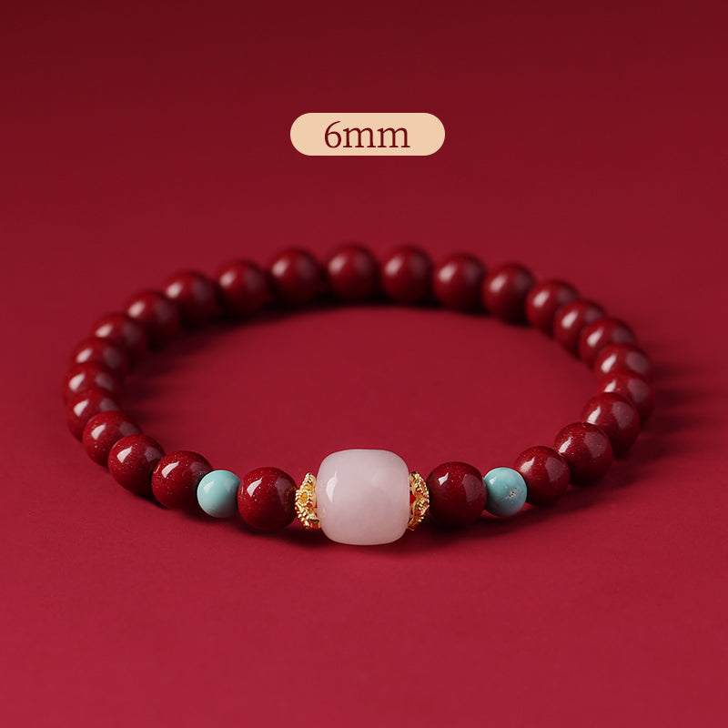 Natural Hetian Jade Cinnabar Bracelet Transfer Beads Exquisite-Bracelet