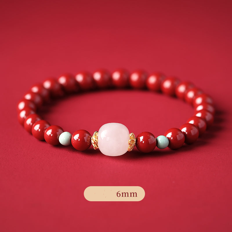 Natural Hetian Jade Cinnabar Bracelet Transfer Beads Exquisite-Bracelet