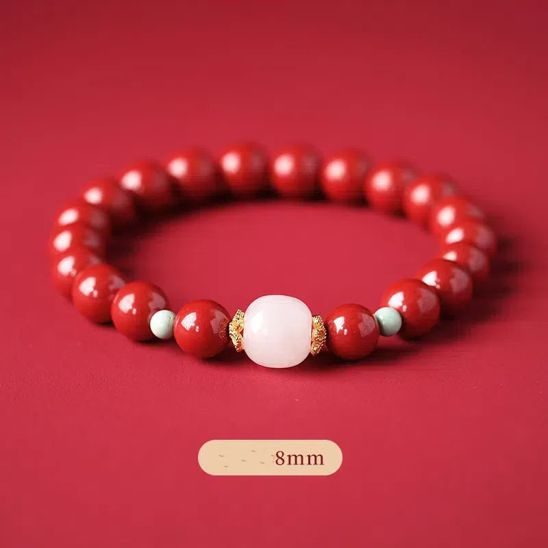 Natural Hetian Jade Cinnabar Bracelet Transfer Beads Exquisite-Bracelet