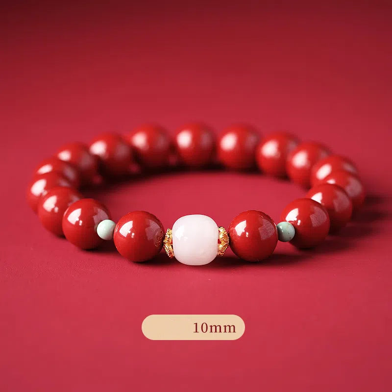 Natural Hetian Jade Cinnabar Bracelet Transfer Beads Exquisite-Bracelet