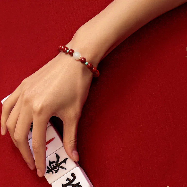 Natural Hetian Jade Cinnabar Bracelet Transfer Beads Exquisite-Bracelet