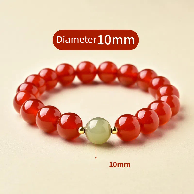 Natural Red Agate Hetian Jade Bracelet For Men And Women Light Luxury And Exquisite Jade Crystal Beads Bracelet