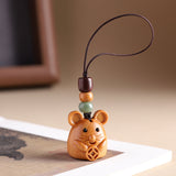 Sandalwood Zodiac Car Keychain Pendant Men and Women Cute Exquisite Mobile Phone Chain Safety Key Pendant