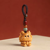 Sandalwood Zodiac Car Keychain Pendant Men and Women Cute Exquisite Mobile Phone Chain Safety Key Pendant
