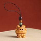 Sandalwood Zodiac Car Keychain Pendant Men and Women Cute Exquisite Mobile Phone Chain Safety Key Pendant