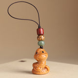 Sandalwood Zodiac Car Keychain Pendant Men and Women Cute Exquisite Mobile Phone Chain Safety Key Pendant