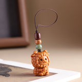 Sandalwood Zodiac Car Keychain Pendant Men and Women Cute Exquisite Mobile Phone Chain Safety Key Pendant