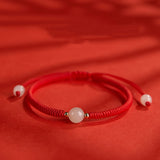 Natural Hotan Jade Bracelet Zodiac Year Red Rope Bracelet Transfer Beads Red Rope Woven Rope Men and Women Exquisite Bracelet