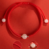 Natural Hotan Jade Bracelet Zodiac Year Red Rope Bracelet Transfer Beads Red Rope Woven Rope Men and Women Exquisite Bracelet