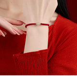 Natural Hotan Jade Bracelet Zodiac Year Red Rope Bracelet Transfer Beads Red Rope Woven Rope Men and Women Exquisite Bracelet