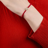 Natural Hotan Jade Bracelet Zodiac Year Red Rope Bracelet Transfer Beads Red Rope Woven Rope Men and Women Exquisite Bracelet