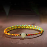 Hetian Jade Family Portrait Colorful Rope Bracelet Hand woven Baby Children Adult Red Rope Bracelet