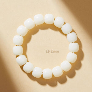 Natural White Jade Bodhi Bracelet for Men, Buddha Beads and Bodhi Roots, Original Ecological White Jade Bodhi Bracelet for Women