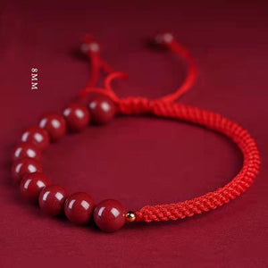 Good Luck Cinnabar Bracelet Zodiac Year Bracelet Male and Female Couple Birthday Gift Gold Transfer Bead Authentic Red Rope Trendy New Style