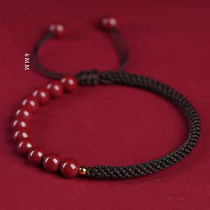 Good Luck Cinnabar Bracelet Zodiac Year Bracelet Male and Female Couple Birthday Gift Gold Transfer Bead Authentic Red Rope Trendy New Style