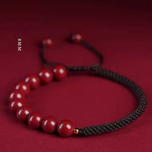 Good Luck Cinnabar Bracelet Zodiac Year Bracelet Male and Female Couple Birthday Gift Gold Transfer Bead Authentic Red Rope Trendy New Style