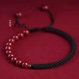 Good Luck Cinnabar Bracelet Zodiac Year Bracelet Male and Female Couple Birthday Gift Gold Transfer Bead Authentic Red Rope Trendy New Style