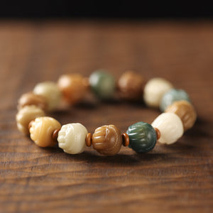 Weathering Bodhi Gradient Color Duobao Bracelet Exquisite Buddha Hand Single Circle Bracelet Men's and Women's Artistic Ancient Style Zen Bracelet