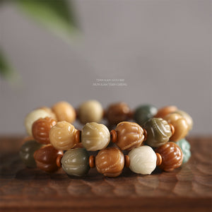 Weathering Bodhi Gradient Color Duobao Bracelet Exquisite Buddha Hand Single Circle Bracelet Men's and Women's Artistic Ancient Style Zen Bracelet