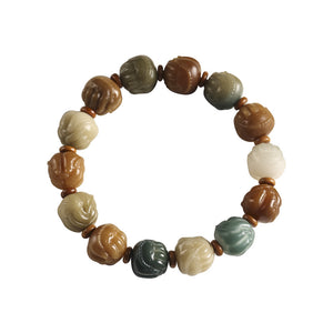 Weathering Bodhi Gradient Color Duobao Bracelet Exquisite Buddha Hand Single Circle Bracelet Men's and Women's Artistic Ancient Style Zen Bracelet