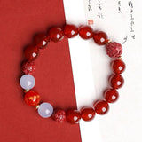 Lucky Year Beads Red Agate Cinnabar Bracelet Twelve Zodiac Gift Bracelet