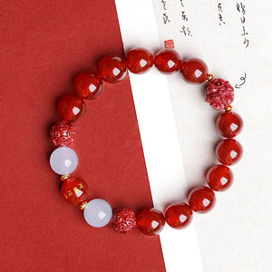 Lucky Year Beads Red Agate Cinnabar Bracelet Twelve Zodiac Gift Bracelet