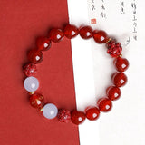 Lucky Year Beads Red Agate Cinnabar Bracelet Twelve Zodiac Gift Bracelet