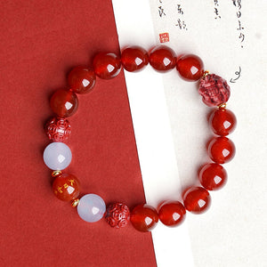 Lucky Year Beads Red Agate Cinnabar Bracelet Twelve Zodiac Gift Bracelet