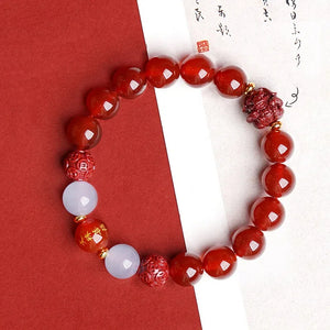 Lucky Year Beads Red Agate Cinnabar Bracelet Twelve Zodiac Gift Bracelet