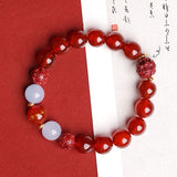 Lucky Year Beads Red Agate Cinnabar Bracelet Twelve Zodiac Gift Bracelet