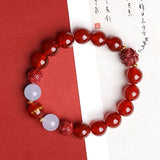 Lucky Year Beads Red Agate Cinnabar Bracelet Twelve Zodiac Gift Bracelet