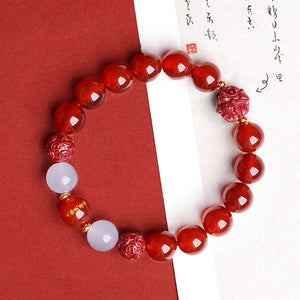 Lucky Year Beads Red Agate Cinnabar Bracelet Twelve Zodiac Gift Bracelet