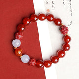 Lucky Year Beads Red Agate Cinnabar Bracelet Twelve Zodiac Gift Bracelet