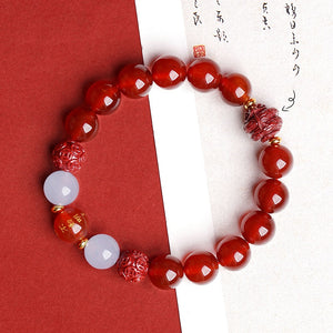 Lucky Year Beads Red Agate Cinnabar Bracelet Twelve Zodiac Gift Bracelet