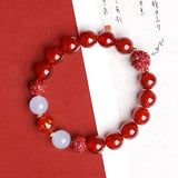 Lucky Year Beads Red Agate Cinnabar Bracelet Twelve Zodiac Gift Bracelet